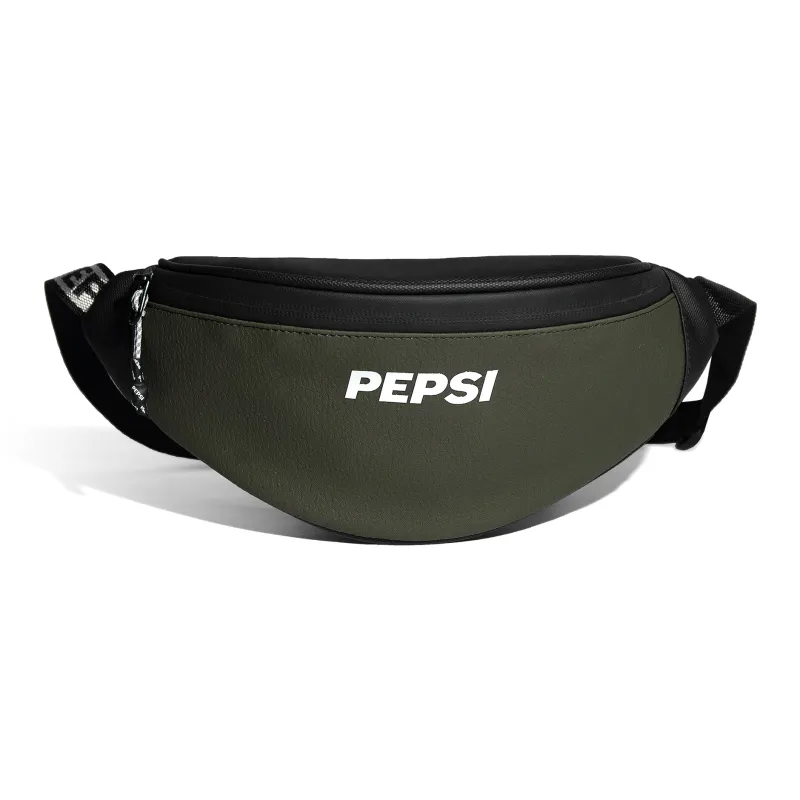 Pepsi Membrana Dermalis Fanny Pack Sling Bag Shoulder Bag Crossbody Bag Small Size Unisex Black/Jasper-4