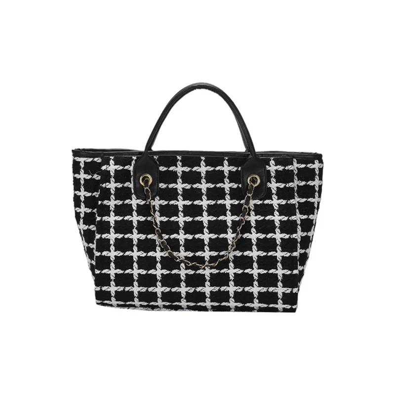 DALO Canvas Tote Bag, Shopping Bag, Canvas Bag, One Shoulder, Crossbody, Handbag Women's Black/White-0