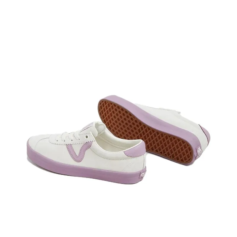 Vans Sports Anti Slip Wear Resistant Low Top Skateboard Shoes Unisex White Purple-3