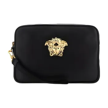 VERSACE Leather Clutch Men's Black