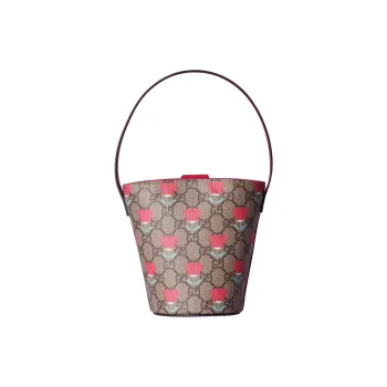GUCCI Supreme Canvas Bag, Bucket Bag, Handbag Kids' Pink & Ebony