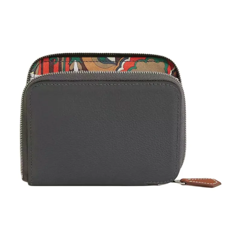 HERMES Silk'In Evercolor Calfskin Wallet Women's Gray Mist Beige Marfa-0