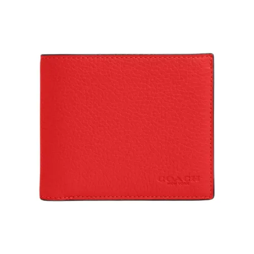 COACH 3 IN 1 Wallet Leather Wallet Mini Men's Miami Red