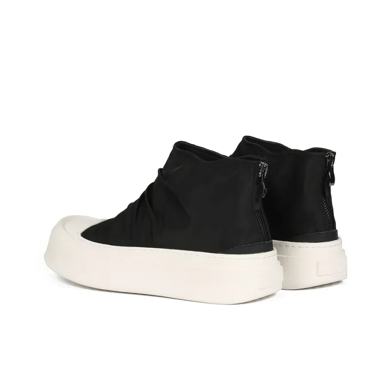 Thai Points Durable Breathable Mid Top Skateboard Shoes Men's Black-4