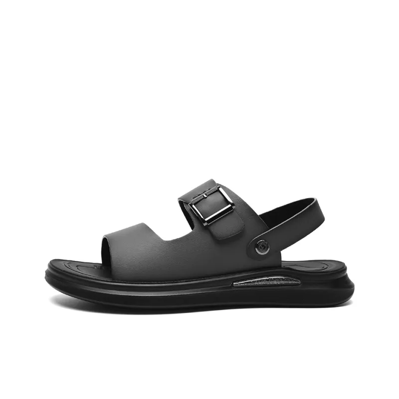 AOKANG 2-in-1 Plain Dad Sandals Beach Sandals Men's Black-11