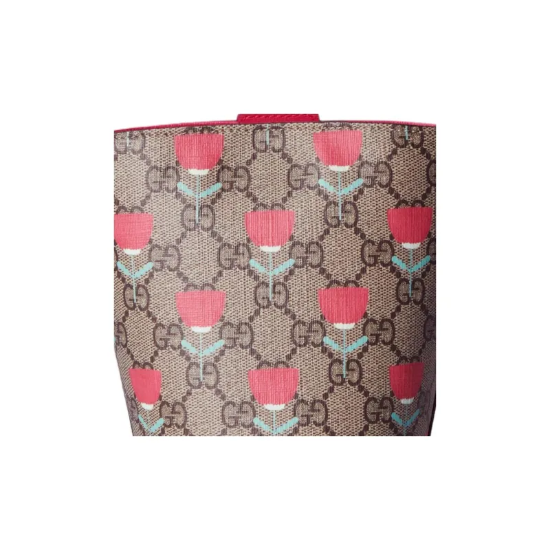 GUCCI Supreme Canvas Bag, Bucket Bag, Handbag Kids' Pink & Ebony-7