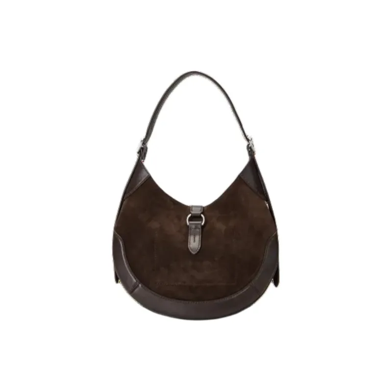 Polo Ralph Lauren Polo ID Nubuck Portable Crossbody Bag Shoulder Bag Small Size Women's Chocolate-2