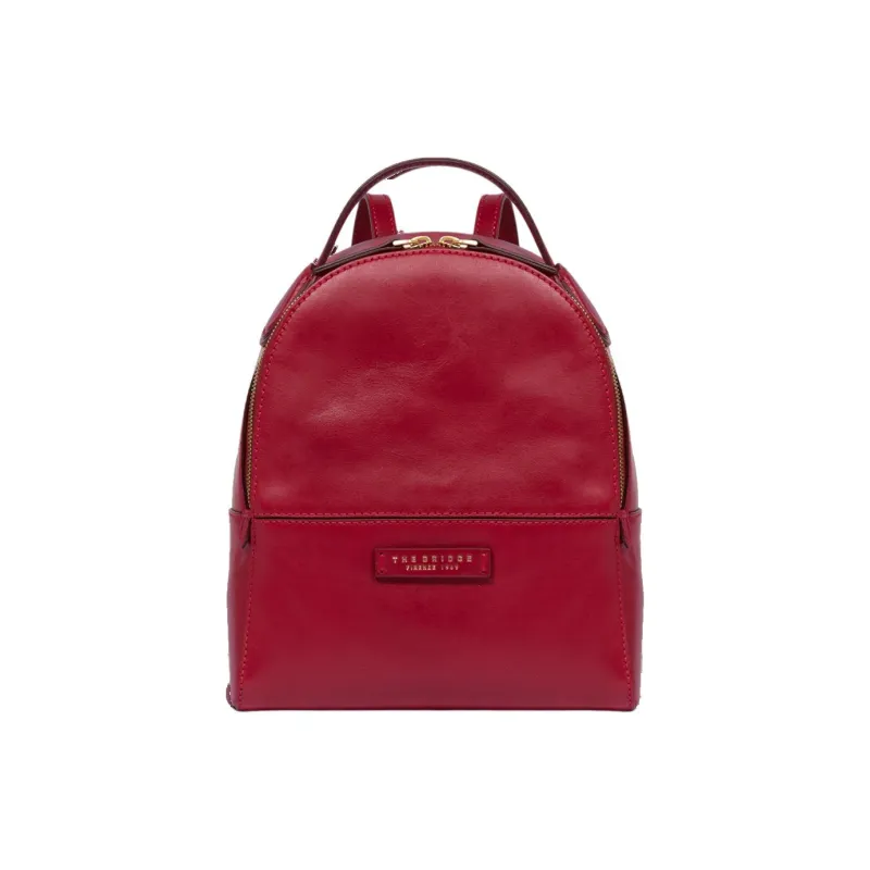 THE BRIDGE Grained Tuscany Leather Backpack Women's Red-0