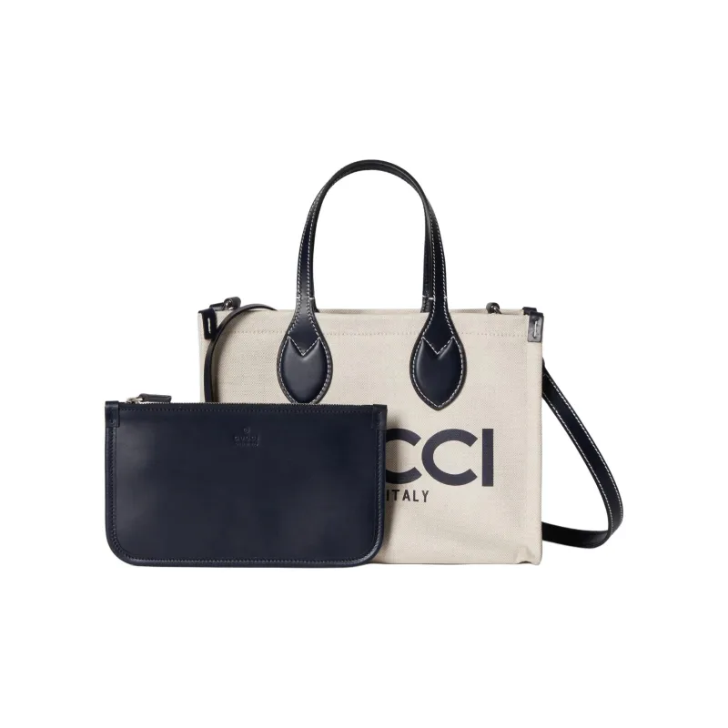 GUCCI Linen With Canvas Canvas Bag Tote Bag Shopping Bag Shoulder Bag Crossbody Bag Handbag Mini Women's Black & Beige-1