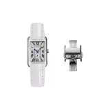 White Stitching Genuine Leather-Silver-Tone Buckle Women's