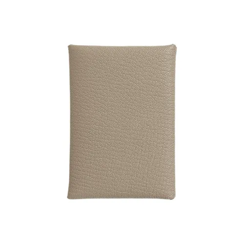 HERMES Calvi Mysore Goat Skin Card Holder Mini Women's 81 Gris Tourterelle Dove Gray