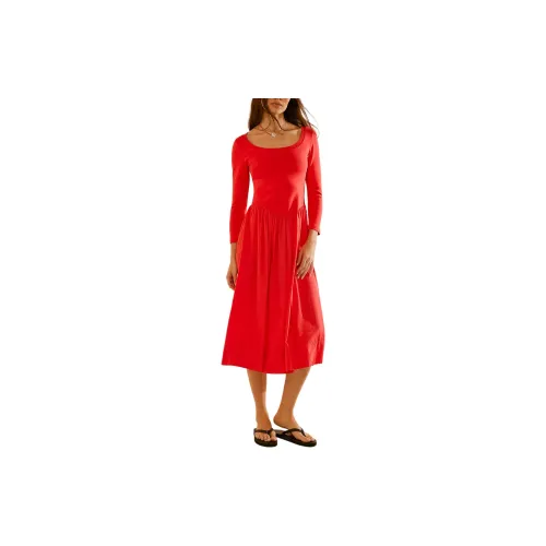 FREE PEOPLE Long-Sleeved Dresses Women's Heart Eyes/Red Heart Color