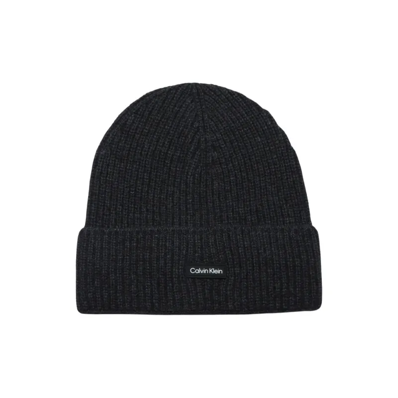 Calvin Klein Logo patch Ribbed Beanie-0
