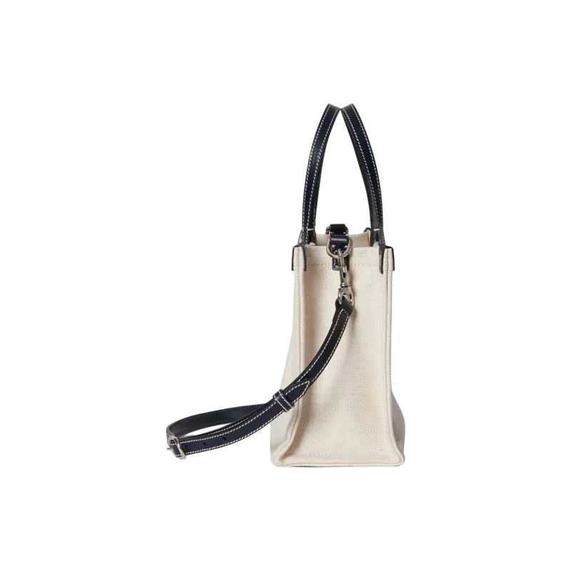 GUCCI Linen With Canvas Canvas Bag Tote Bag Shopping Bag Shoulder Bag Crossbody Bag Handbag Mini Women's Black & Beige-3