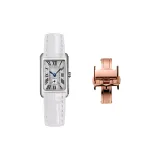White White Thread Genuine Leather-Rose Gold Buckle Women's