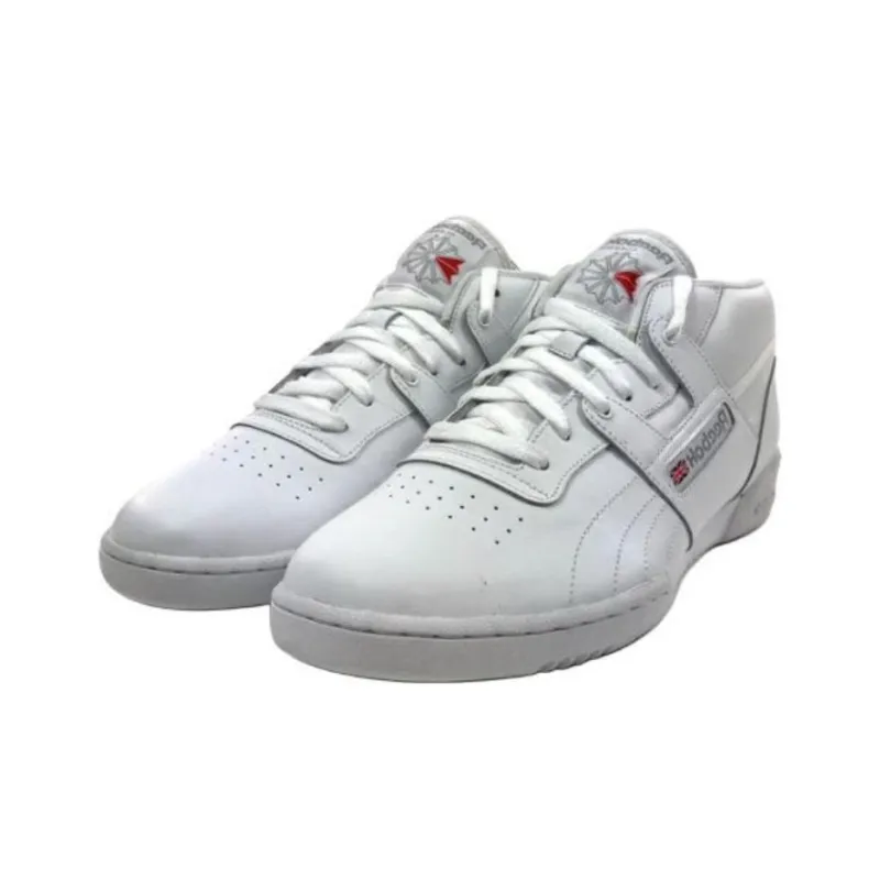 Reebok ClassicOthers Anti-Slip Wear-Resistant Mid-Top Casual Shoes Men's White Red-2