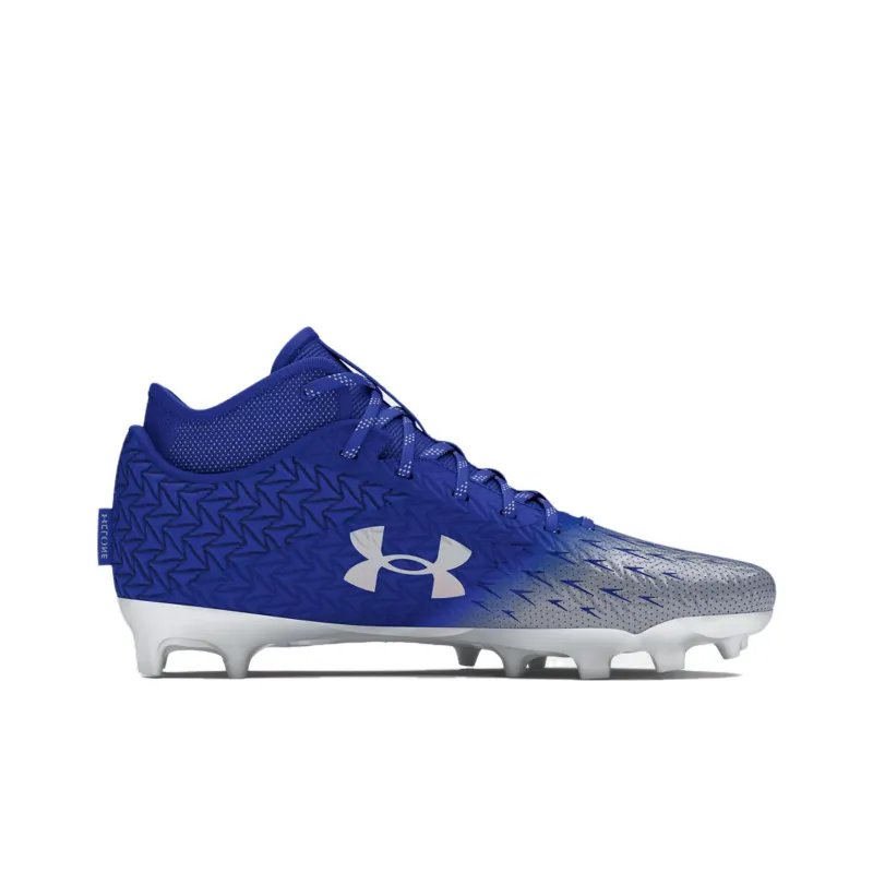 Under Armour AG Rubber Short Studs Anti Slip Wear Resistant Soccer Shoes Men's Blue Silver-1