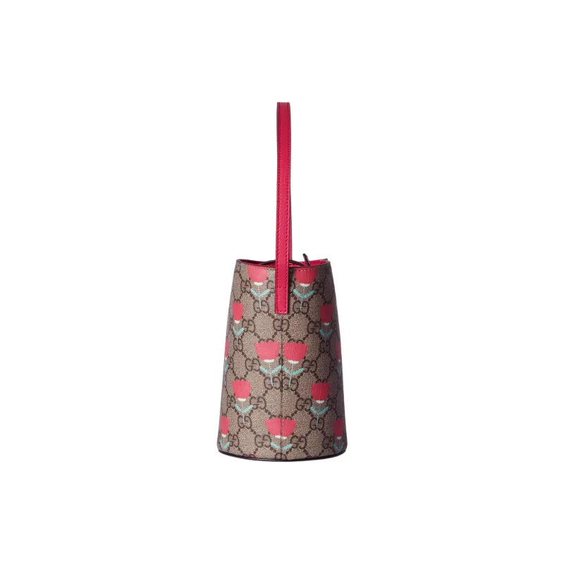 GUCCI Supreme Canvas Bag, Bucket Bag, Handbag Kids' Pink & Ebony-2