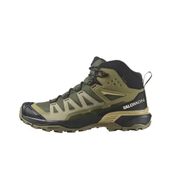 SALOMON MID GORE TEX Cushioning Wear Resistant Mid Top Hiking/Trekking Shoes Men's Green Black