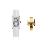 White White Thread Genuine Leather-Gold-Tone Lock Women's