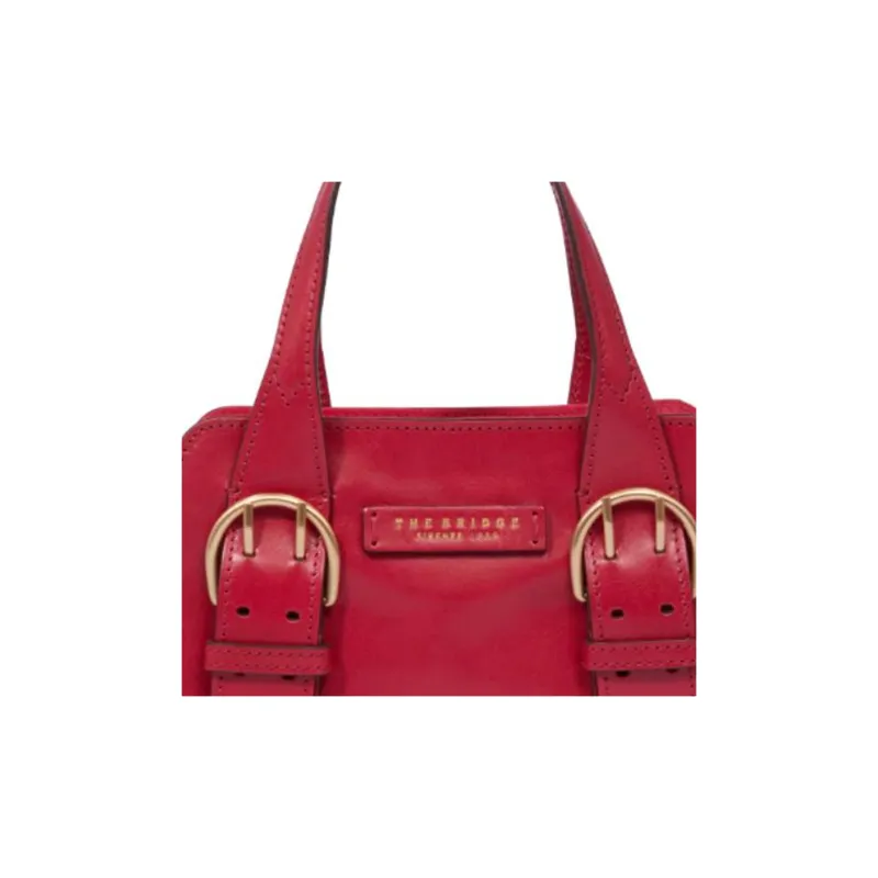 THE BRIDGE Cow Leather Shoulder Bag Crossbody Bag Handbag Women's Red Lacquer & Gold-4