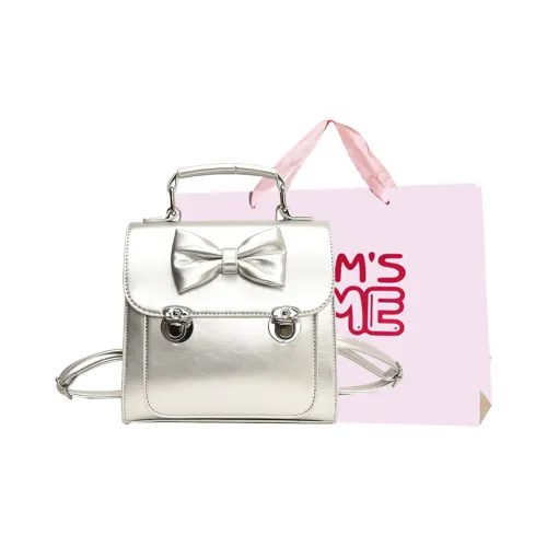 Worm's Home PU Carry Backpack Regular Women's White/Silver/Black