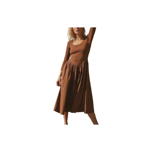 FREE PEOPLE Long-Sleeved Dresses Women's La Vida Cocoa/Pink