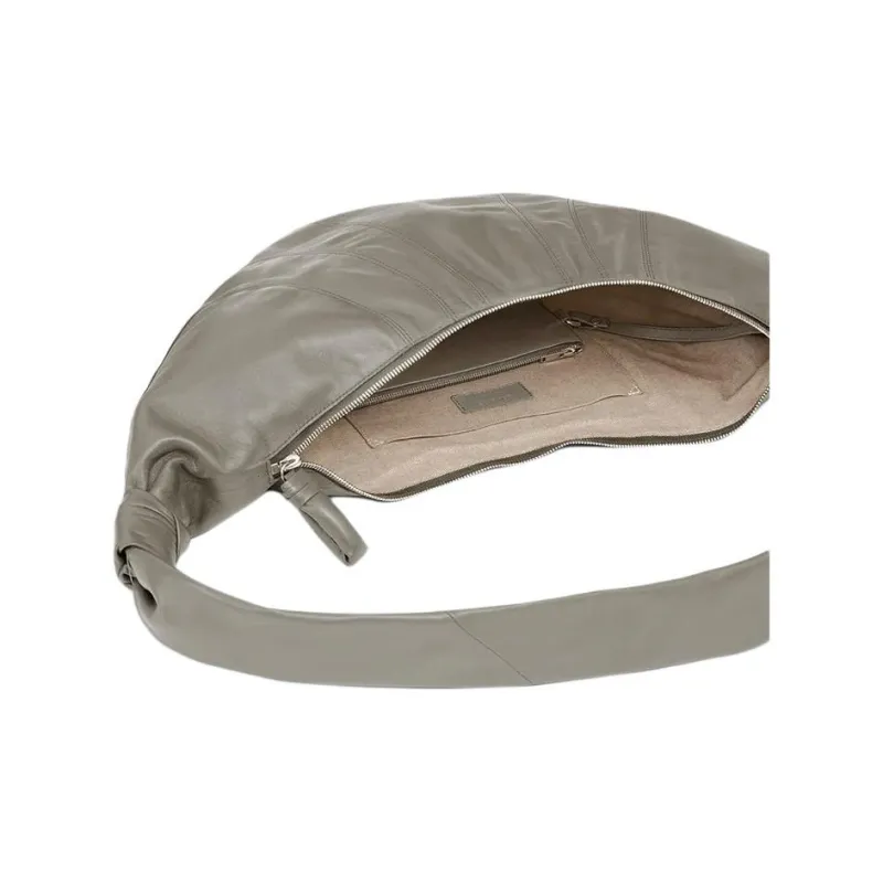 Lemaire Lambskin Croissant Bag Crossover Bag Goat Horn Bag Crossbody One Shoulder Handbag Large Size Women's Gray Green-3