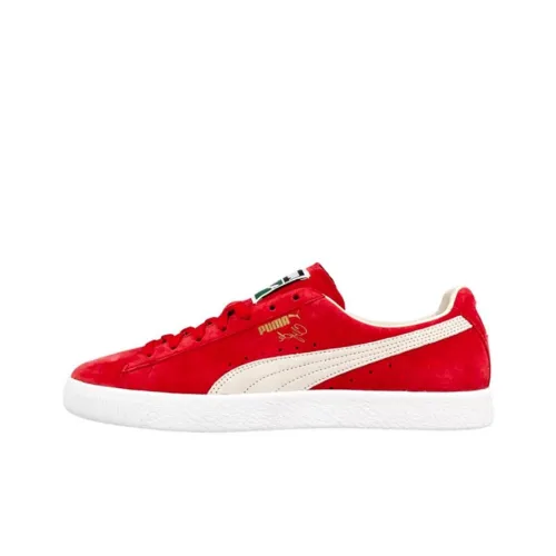 PUMA Clyde Skateboard Shoes Men Low-Top Red/White