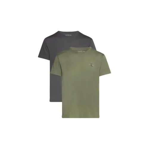 Calvin Klein T-Shirts Men 2 Pieces Set Dark Olive Gray/deep Gray