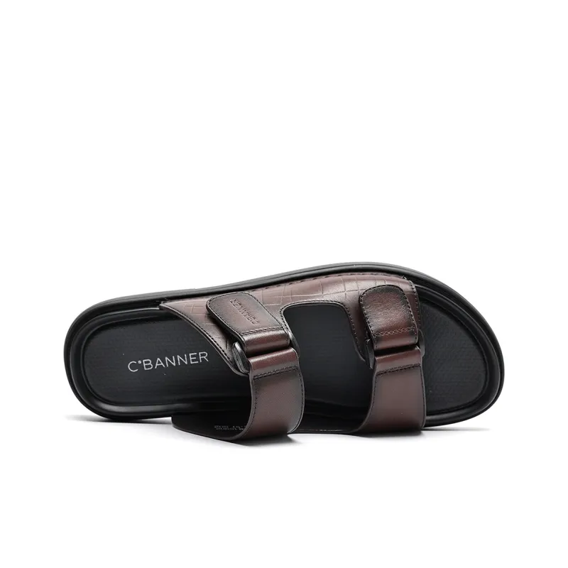 C°BANNER Rubber Sole Odor Resistant Slide Slippers Men's Brown-2
