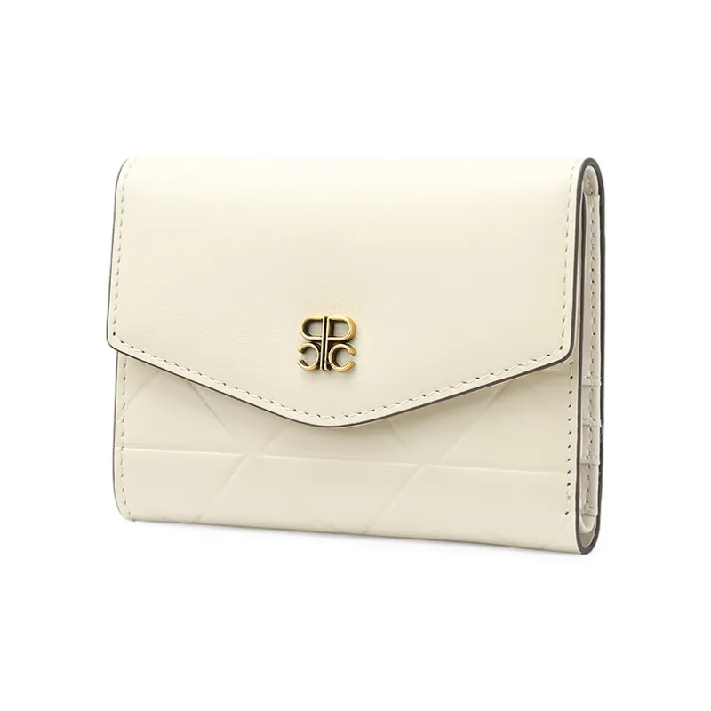 PIERRE CARDIN Top Grain Cow Leather Cropped Multi Layer Wallet Women's Beige/Black-4