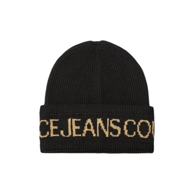 VERSACE Logo print Ribbed knit Beanie-0