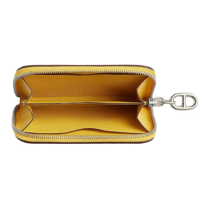 HERMES Evercolor Calfskin Card Holder Women's 9O Jaune De Naples Naples Yellow-1