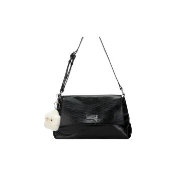 ONE TIME Synthetic Leather GRUNGE Flap Shoulder Bag Women's Butter