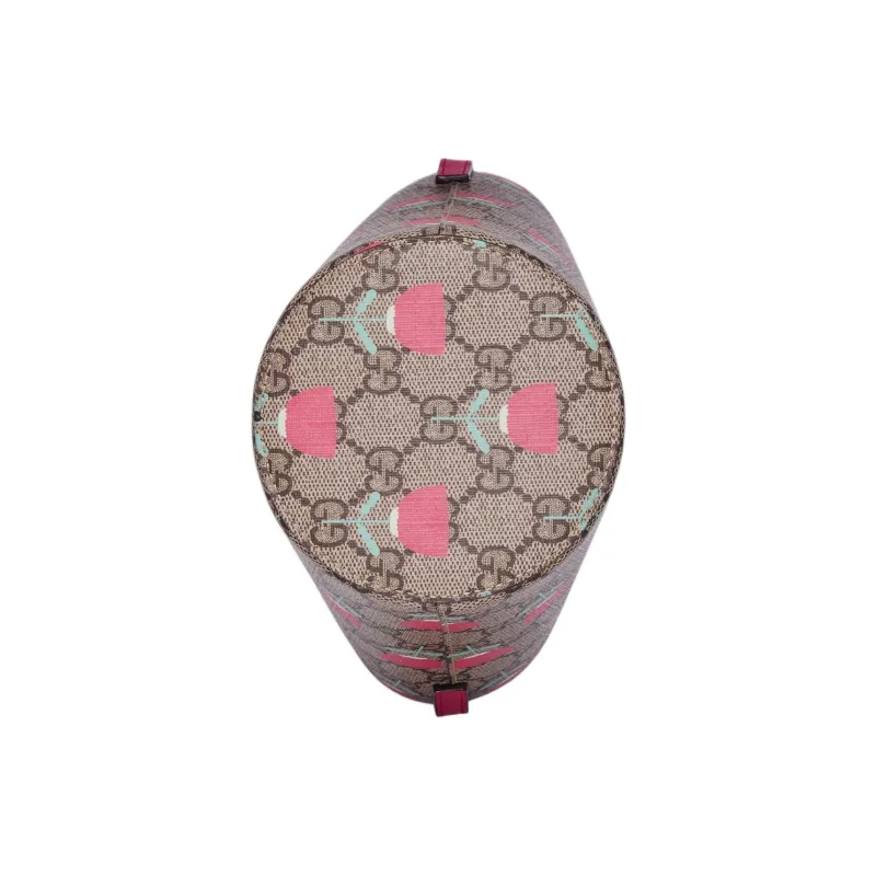 GUCCI Supreme Canvas Bag, Bucket Bag, Handbag Kids' Pink & Ebony-4
