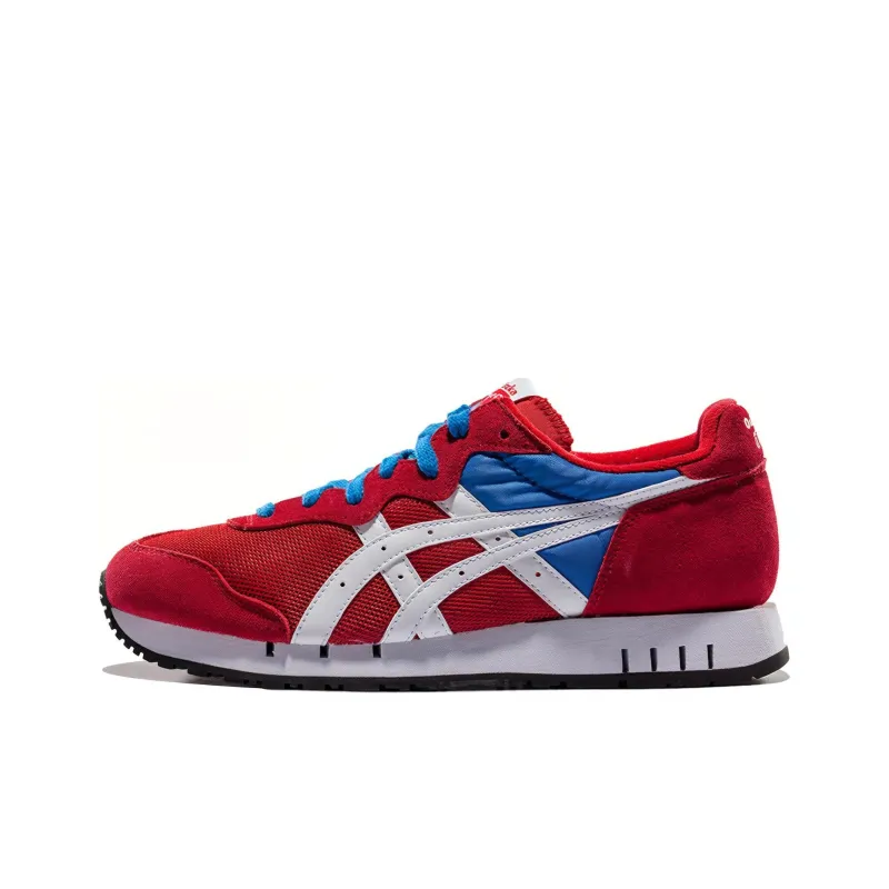 Onitsuka Tiger Cushioned Slip Resistant Abrasion Resistant Low Top Running Shoes Unisex Red Blue-0
