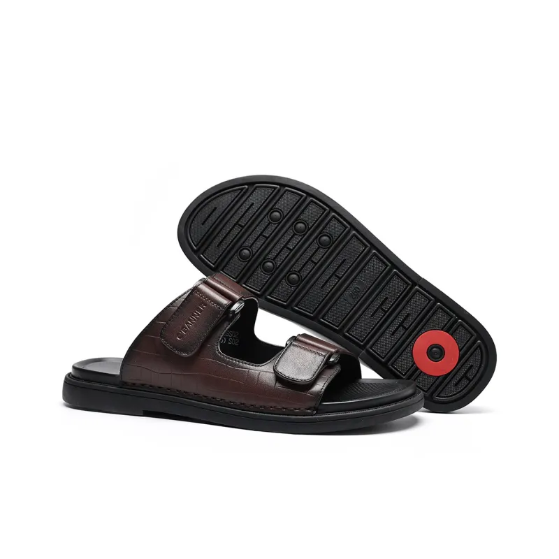 C°BANNER Rubber Sole Odor Resistant Slide Slippers Men's Brown-3