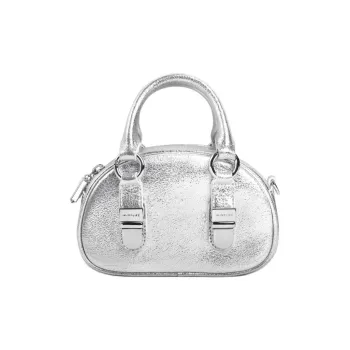 INJOYLIFE Split Cow Leather Shoulder Bag, Crossbody Bag, Handbag Women's Silver Gravel