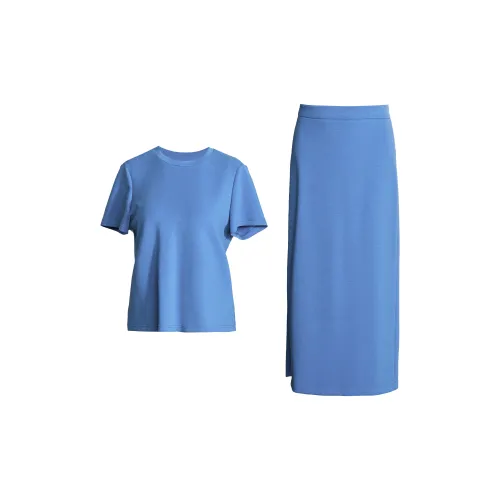 ROEYSHOUSE Two Piece Skirt Sets Women's Blue