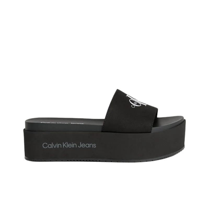 CKJ CALVIN KLEIN JEANS Slide Slippers 6cm Women's Black-1
