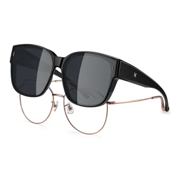 LOHO TR90 Square Large Frame Sunglasses For A Slimmer Face Appearance Unisex Black