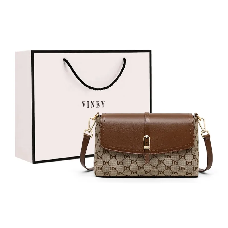 VINEY Fabric Shoulder Bag, Crossbody Bag, Mom Bag Trumpets Women's Coffee-0