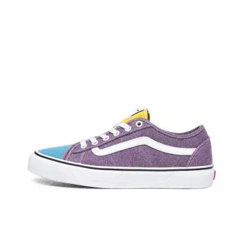Vans Bess Ni Slip-Resistant Low-Top Skateboard Shoes Unisex Blue Purple Yellow