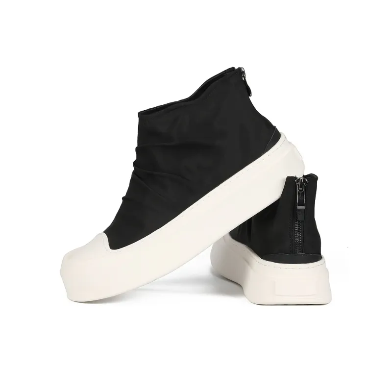 Thai Points Durable Breathable Mid Top Skateboard Shoes Men's Black-3
