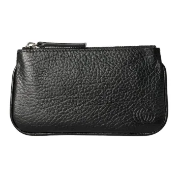 GUCCI Grained Leather Key Pouch Men's Black