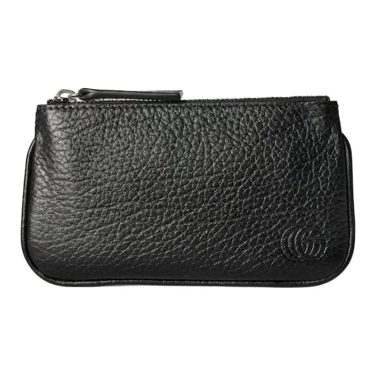 GUCCI Grained Leather Key Pouch Men's Black-0