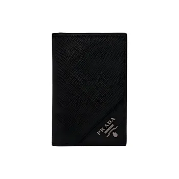 PRADA Cow Leather Card Holder Men's Black