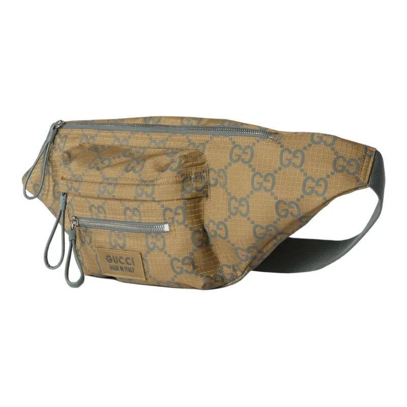 GUCCI Recycled Polyester Fanny Pack Large Size Men's Mustard Yellow/Green-1