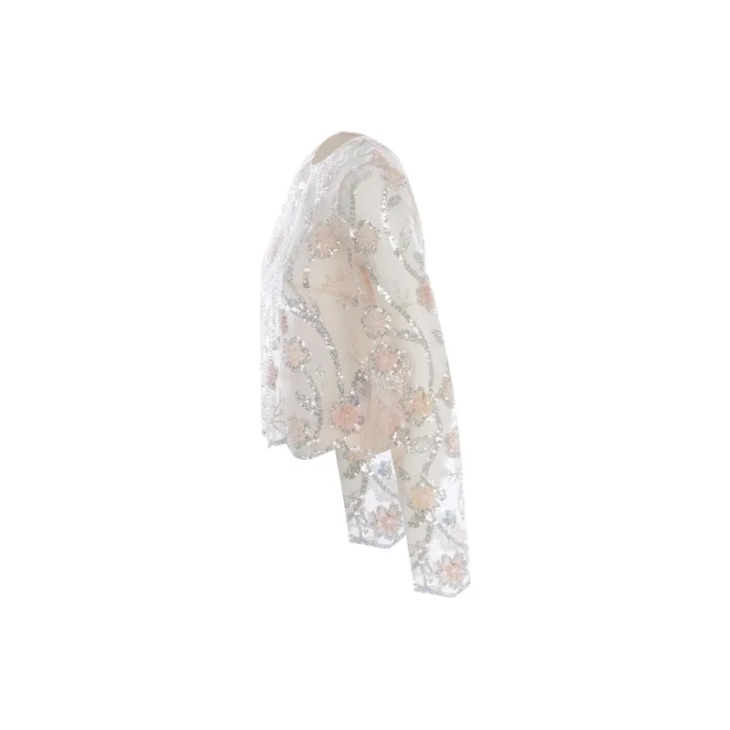 Self-portrait Sequinned Sheer Mesh Blouse-2